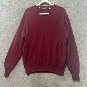 Tom‎ James Mens V-Neck Cashmere Sweater Burgundy Medium Classic Knitwear